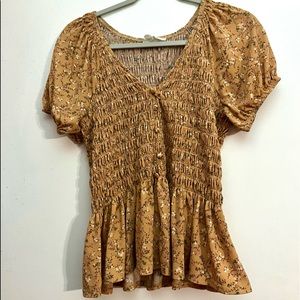 Floral shirred blouse